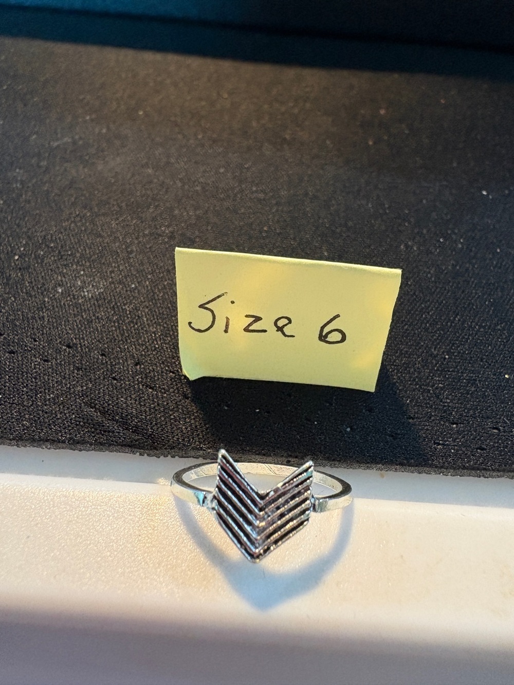 Stacked Chevron Silver Ring - Size 6